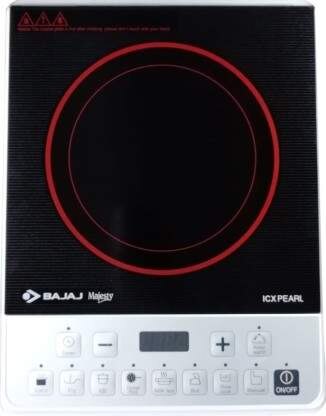 Bajaj Pearl Induction Cooktop (Black White Red Push Button)